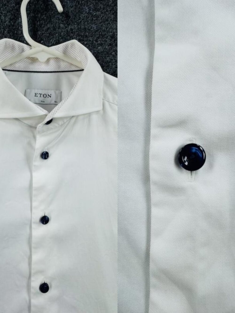 Eton White Slim 16.5 Work Cotton Long Sleeve Shirt Solid Mens Elegant Button Up
